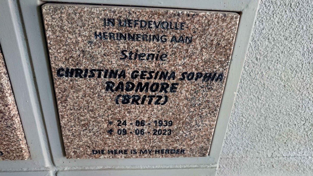 RADMORE Christina Gesina Sophia nee BRITZ 1939-2023