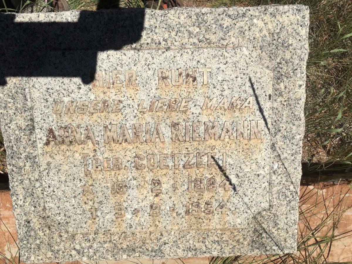 RIEMANN Anna Maria nee COETZEE 1894-1954