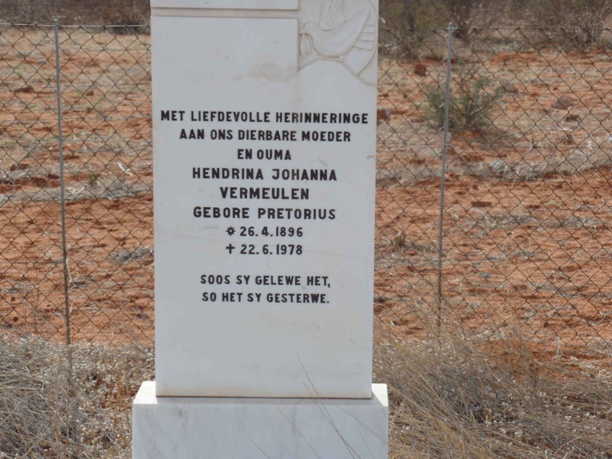 VERMEULEN Hendrina Johanna nee PRETORIUS 1896-1978