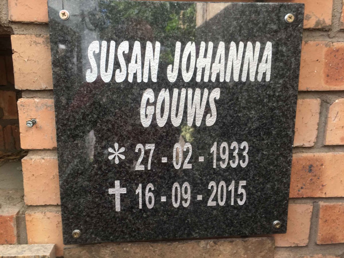 GOUWS Susan Johanna 1933-2015