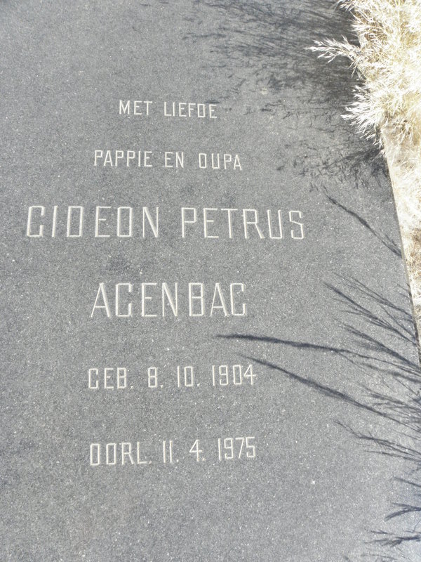 AGENBAG Gideon Petrus 1904-1975