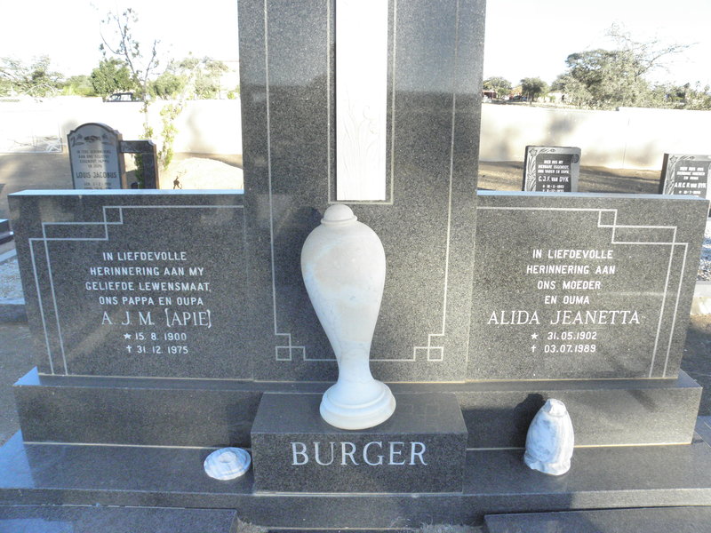 BURGER A.J.M. 1900-1975 &amp; Alida Jeanetta 1902-1989
