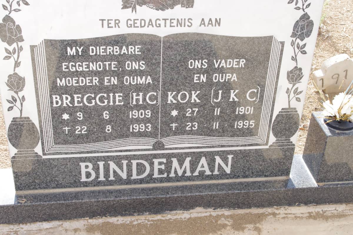 BINDEMAN H.C. 1909-1993 &amp; J.K.C. 1901-1995