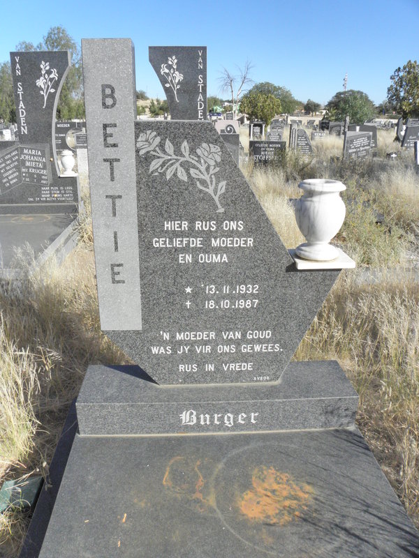 BURGER Bettie 1932-1987