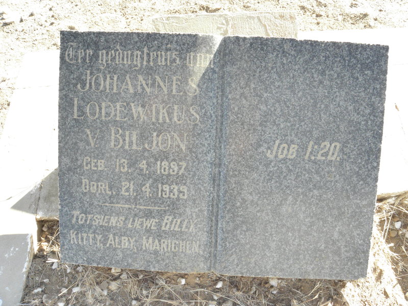 BILJON Johannes Lodewikus, v. 1897-1939