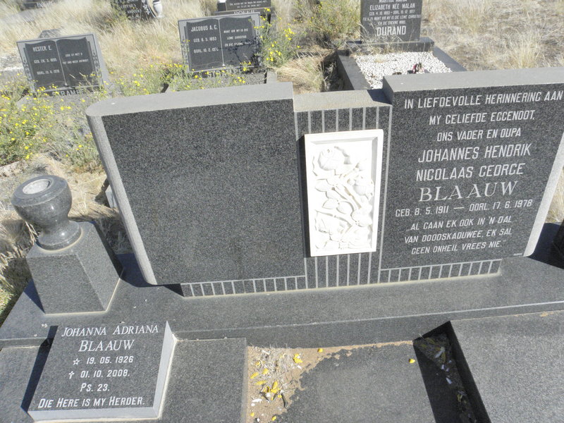 BLAAUW Johannes Hendrik Nicolaas George 1911-1978 &amp; Johanna Adriana 1926-2008