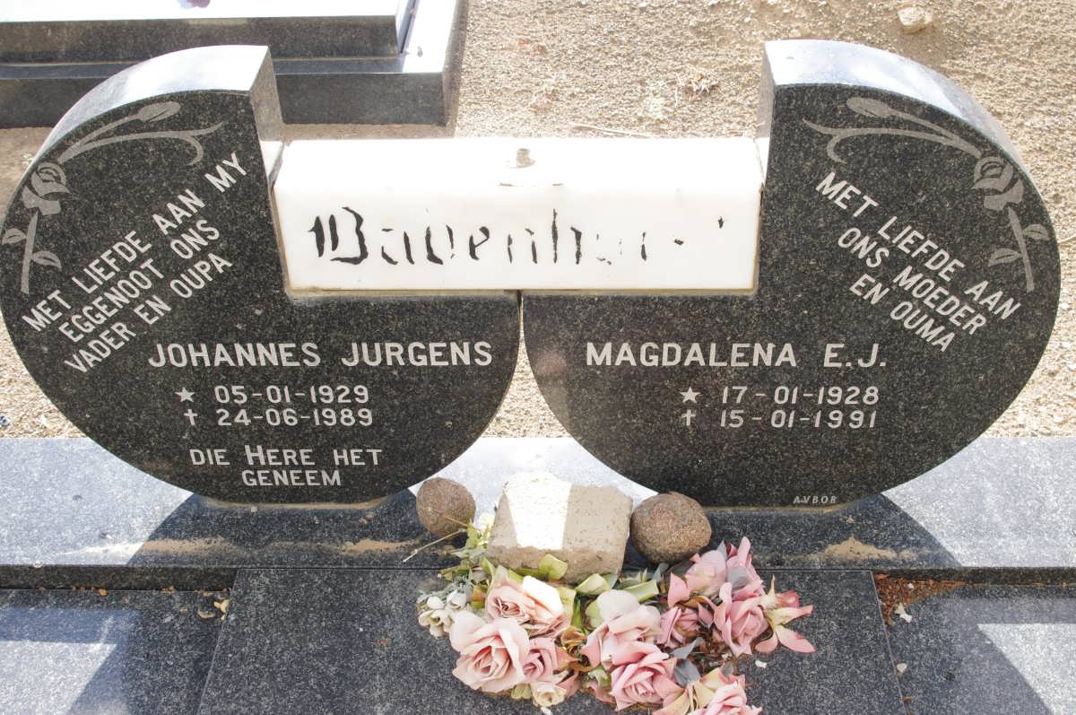BADENHORST Johannes Jurgens 1929-1989 &amp; Magdalena E.J. 1928-1991