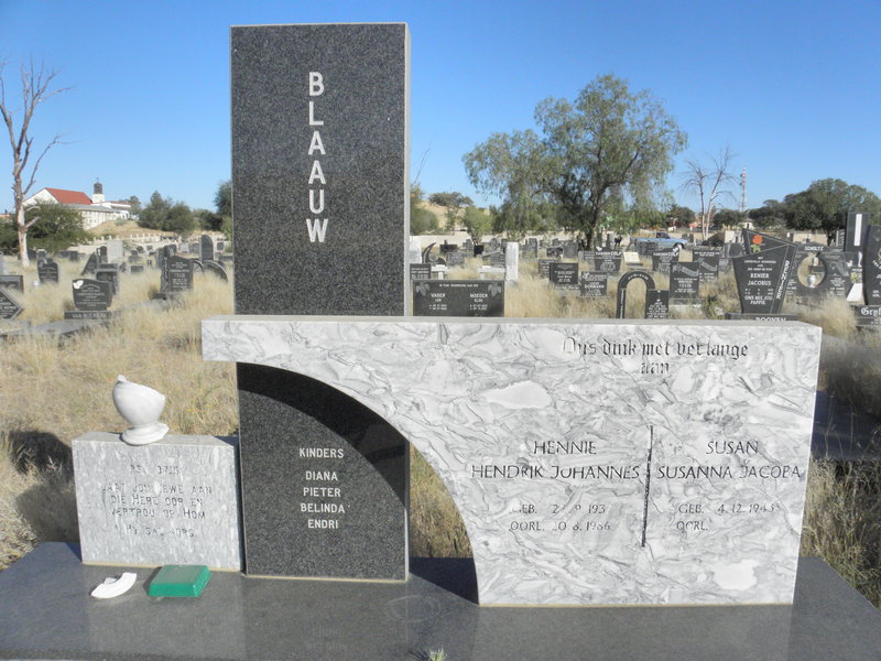 BLAAUW Hendrik Johannes 1937-1986 &amp; Susanna Jacoba 1945-