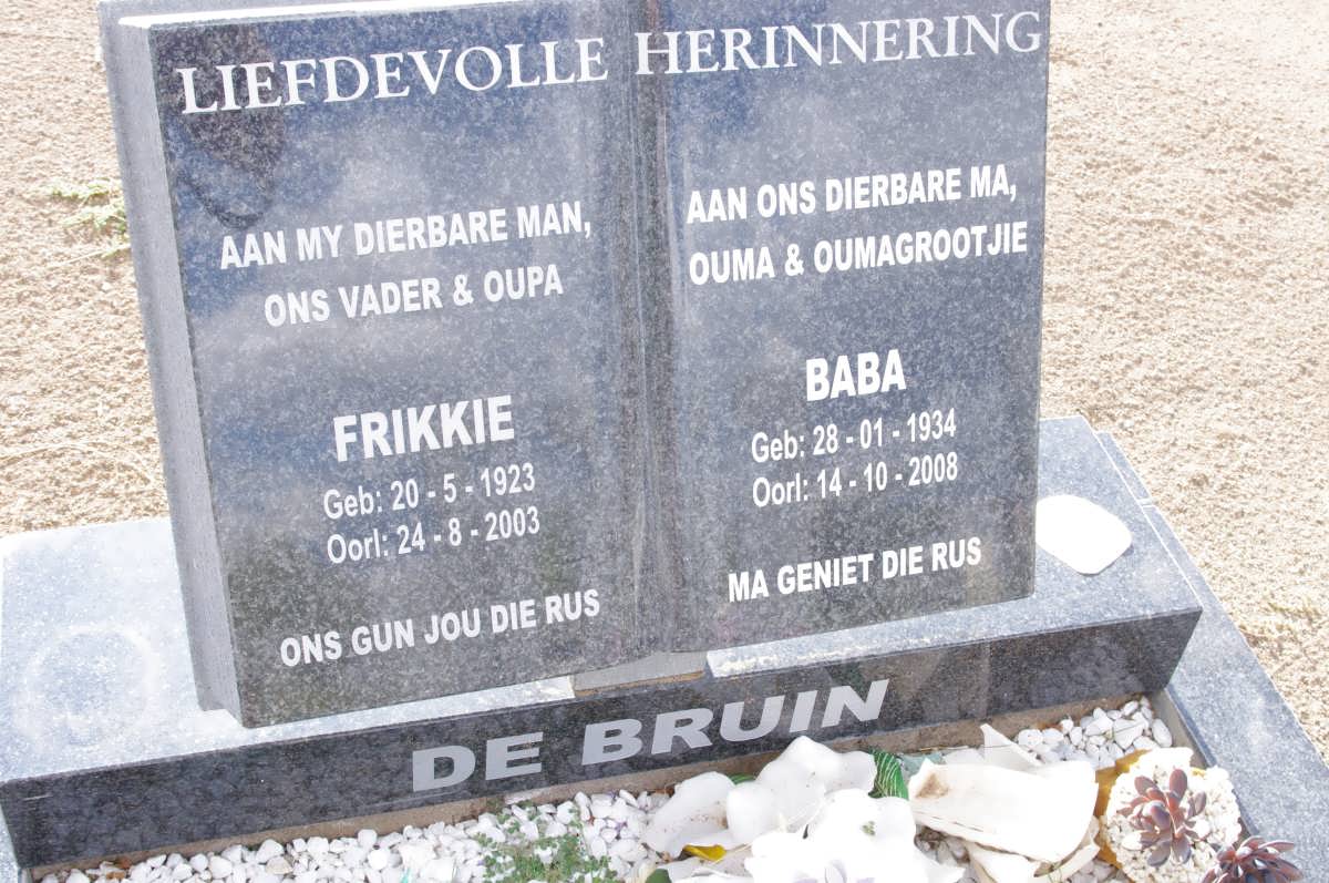 BRUIN Frikkie, de 1923-2003 &amp; Baba 1934-2008