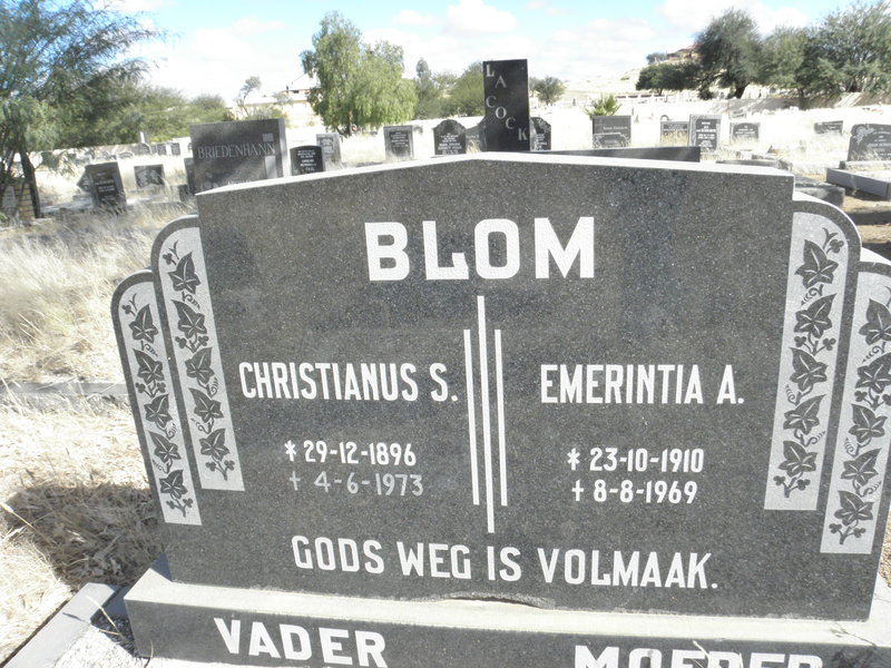 BLOM Christianus S. 1896-1973 &amp; Emerintia A. 1910-1969