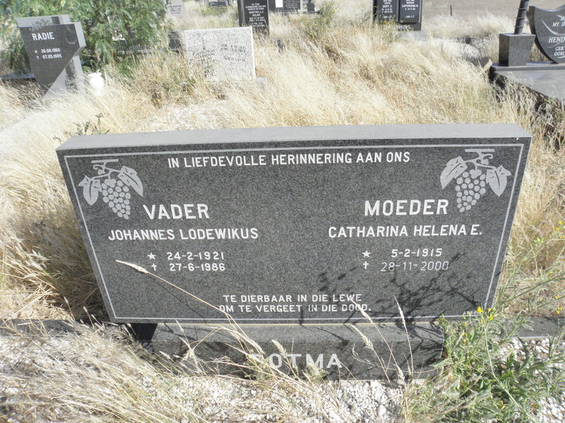 BOTMA Johannes Lodewikus 1921-1986 &amp; Catharina Helena E. 1915-2000