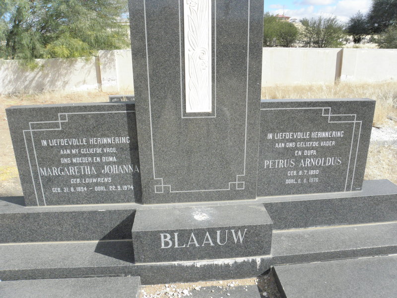BLAAUW Petrus Arnoldus 1890-1976 &amp; Margaretha Johanna LOUWRENS 1894-1974