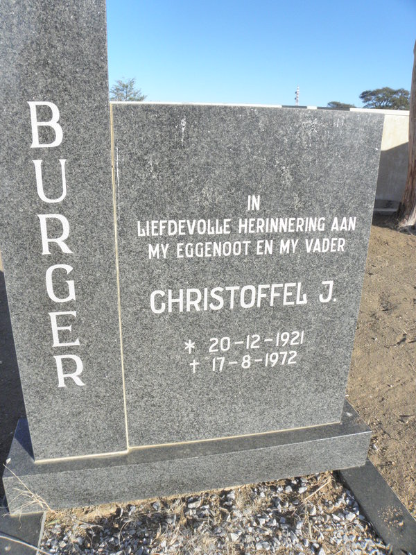BURGER Christoffel J. 1921-1972