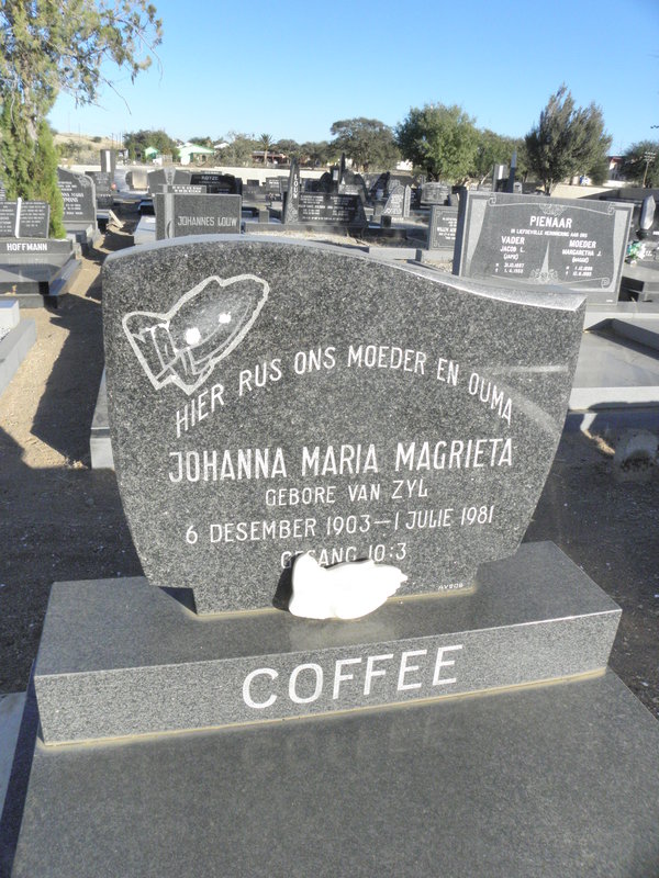 COFFEE Johanna Maria Margrieta nee VAN ZYL 1903-1981