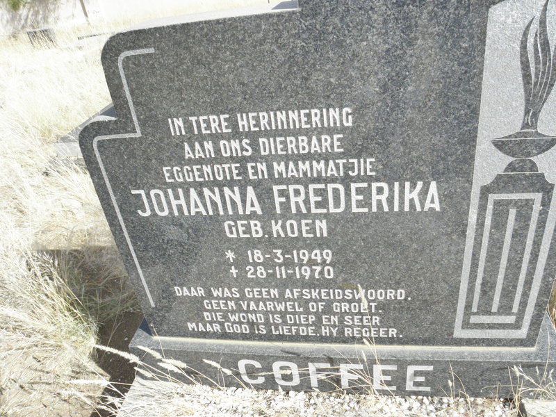 COFFEE Johanna Fredrieka nee KOEN 1947-1970