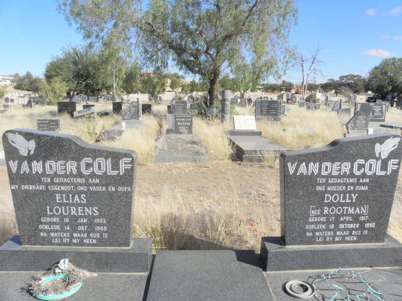 COLF Elias Lourens, van der 1903-1988 &amp; Dolly ROOTMAN 1917-1990