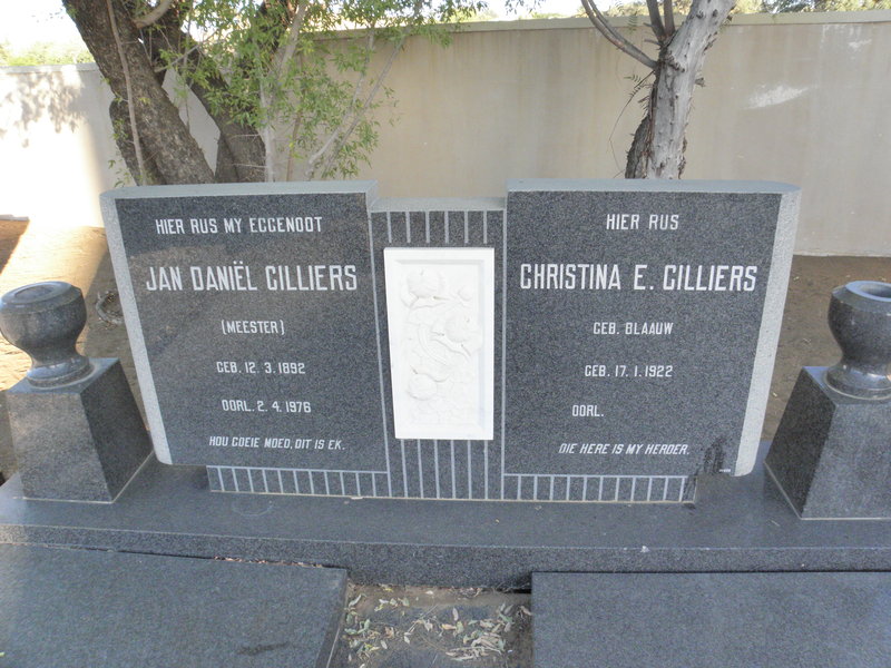 CILLIERS Jan Daniel 1892-1976 &amp; Christina E. BLAAUW 1922-