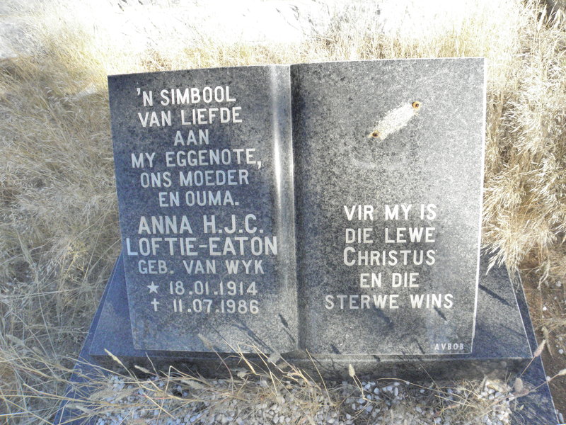 EATON Anna H.J.C., Loftie nee VAN WYK 1914-1986
