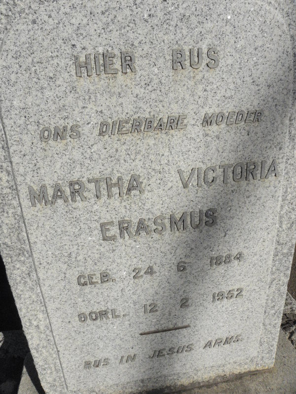 ERASMUS Martha Victoria 1884-1952