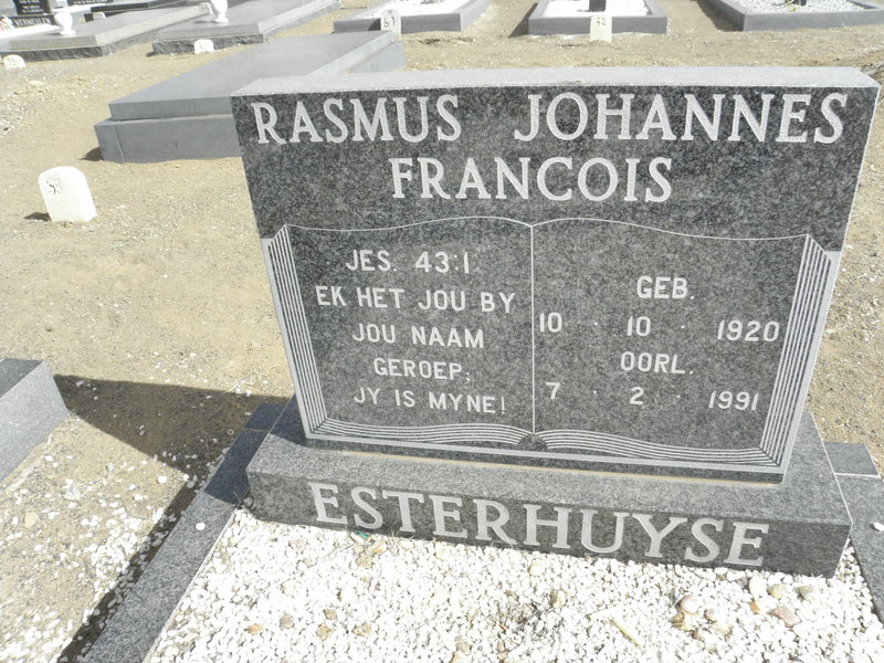 ESTERHUYSE Rasmus Johannes Francois 1920-1991
