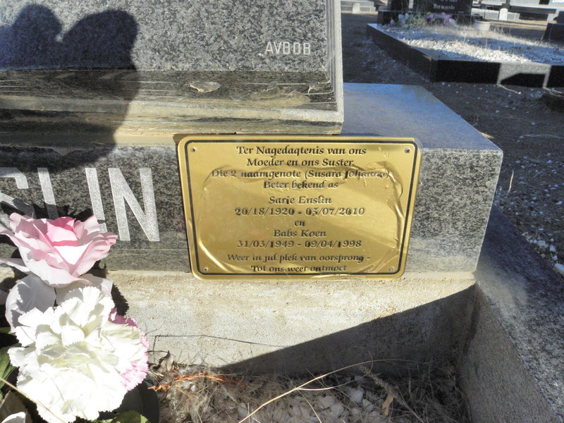ENSLIN Sarie 1920-2010 :: KOEN Babs 1949-1998