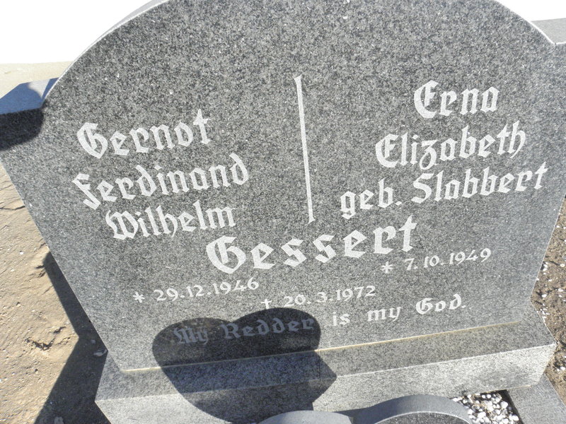 GESSERT Gernot Ferdinand Wilhelm 1946-1972 &amp; Erna Elizabeth SLABBERT 1949-1972