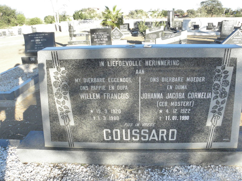 GOUSSARD Willem Francois 1920-1980 &amp; Johanna Jacoba Cornelia MOSTERT 1922-1990