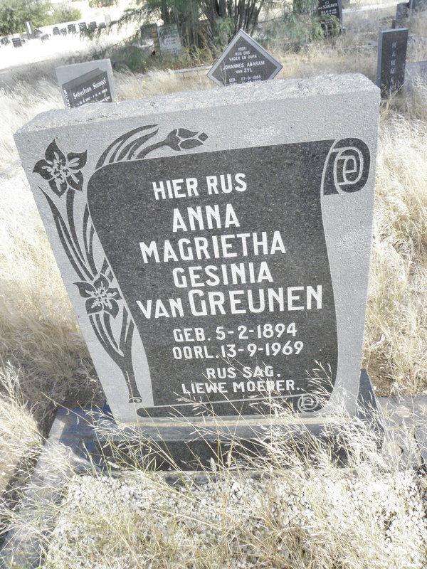 GREUNEN Anna Magrietha Gesinia, van 1894-1969