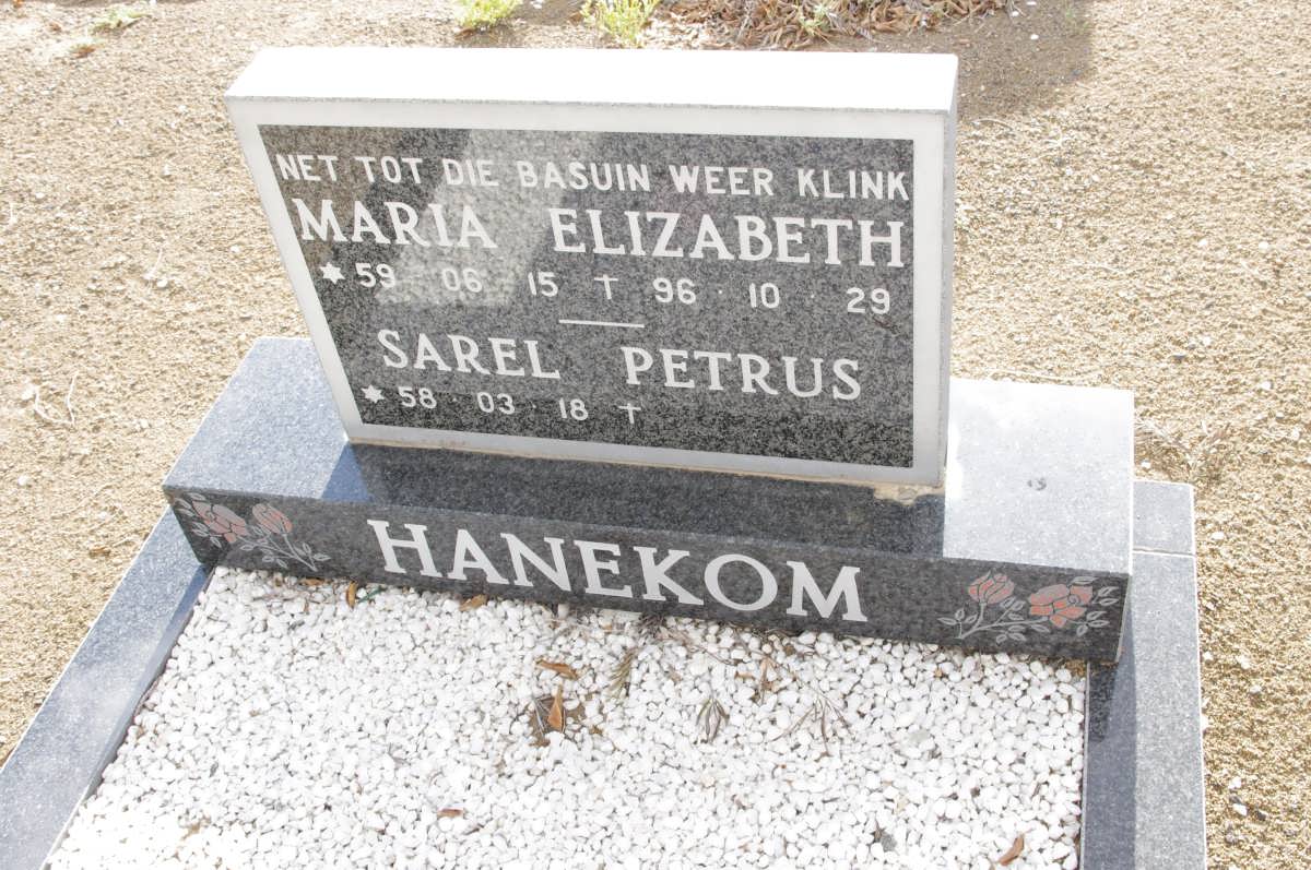 HANEKOM Sarel Petrus 1958- &amp; Maria Elizabeth 1959-1996