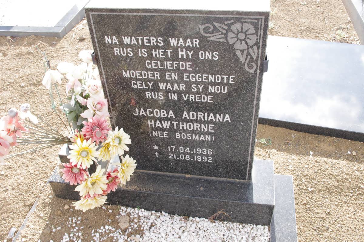 HAWTHORNE Jacoba Adriana nee BOSMAN 1936-1992
