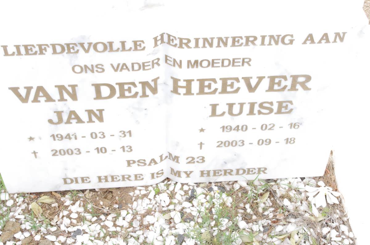 HEEVER Jan, van den 1941-2003 &amp; Luise 1940-2003