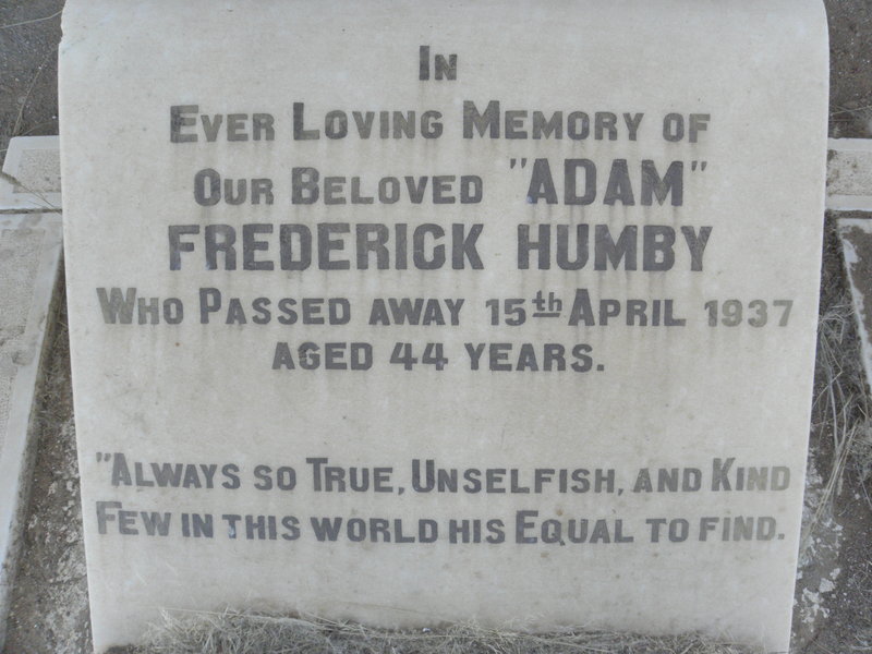 HUMBY Frederick -1937