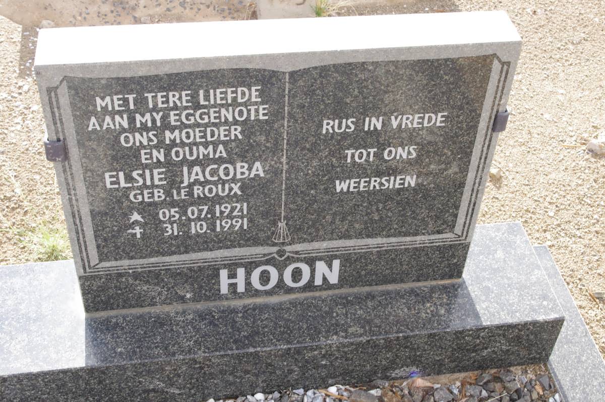 HOON Elsie Jacoba nee LE ROUX 1921-1991