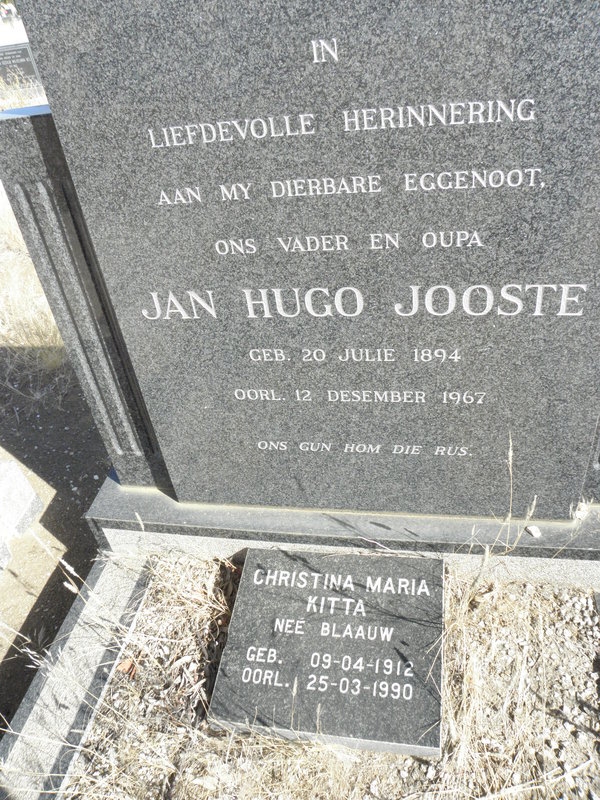 JOOSTE Jan Hugo 1894-1967 &amp; Christina Maria BLAAUW 1912-1990