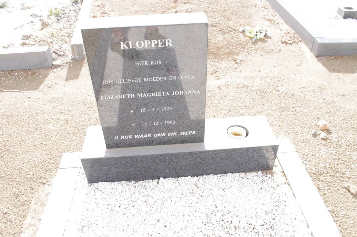KLOPPER Elizabeth Magrietha Johanna 1923-1993