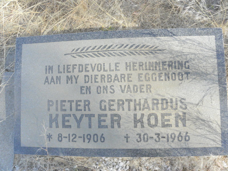 KOEN Pieter Gerhardus, Keyter 1906-1966