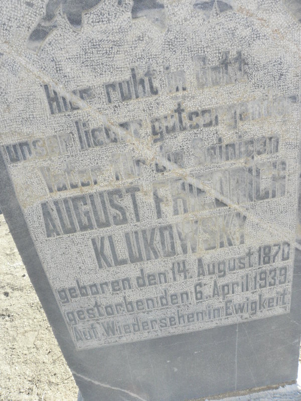 KLUKOWSKY August Friedrich 1870-1939