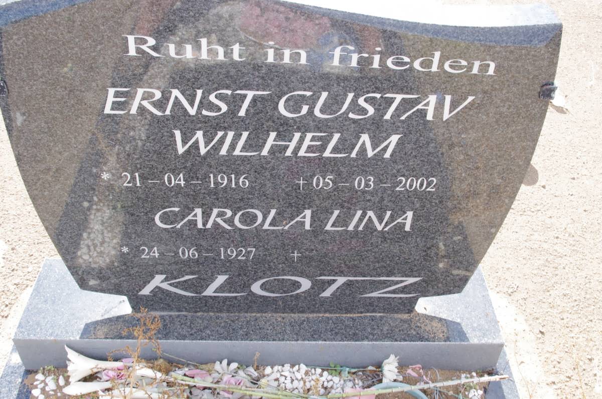 KLOTZ Ernst Gustav Wilhelm 1916-2002 &amp; Carola Lina 1927-