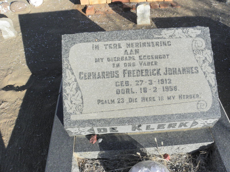 KLERK Gerhardus Frederick Johannes, de 1912-1958