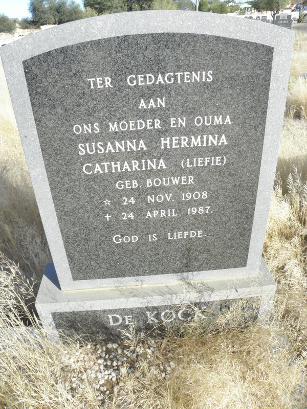 KOCK Susanna Hermina Catharina, de nee BOUWER 1908-1987
