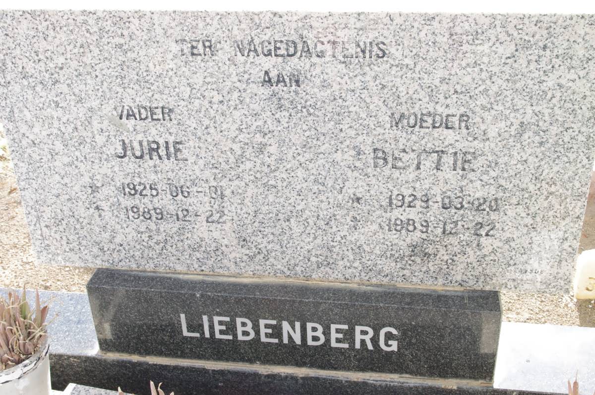 LIEBENBERG Jurie 1925-1989 &amp; Bettie 1929-1989