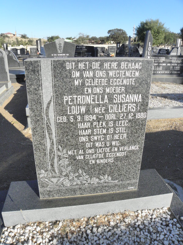 LOUW Petronella Susanna nee CILLIERS 1894-1980
