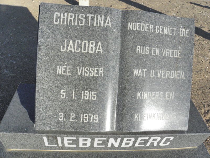 LIEBENBERG Christina Jacoba nee VISSER 1915-1979