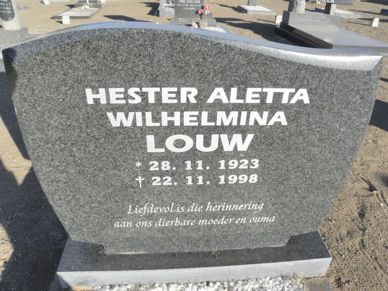 LOUW Hester Aletta Wilhelmina 1923-1998
