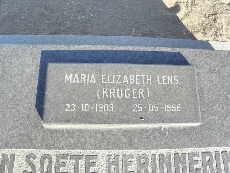 LENS Maria Elizabeth nee KRUGER 1903-1996