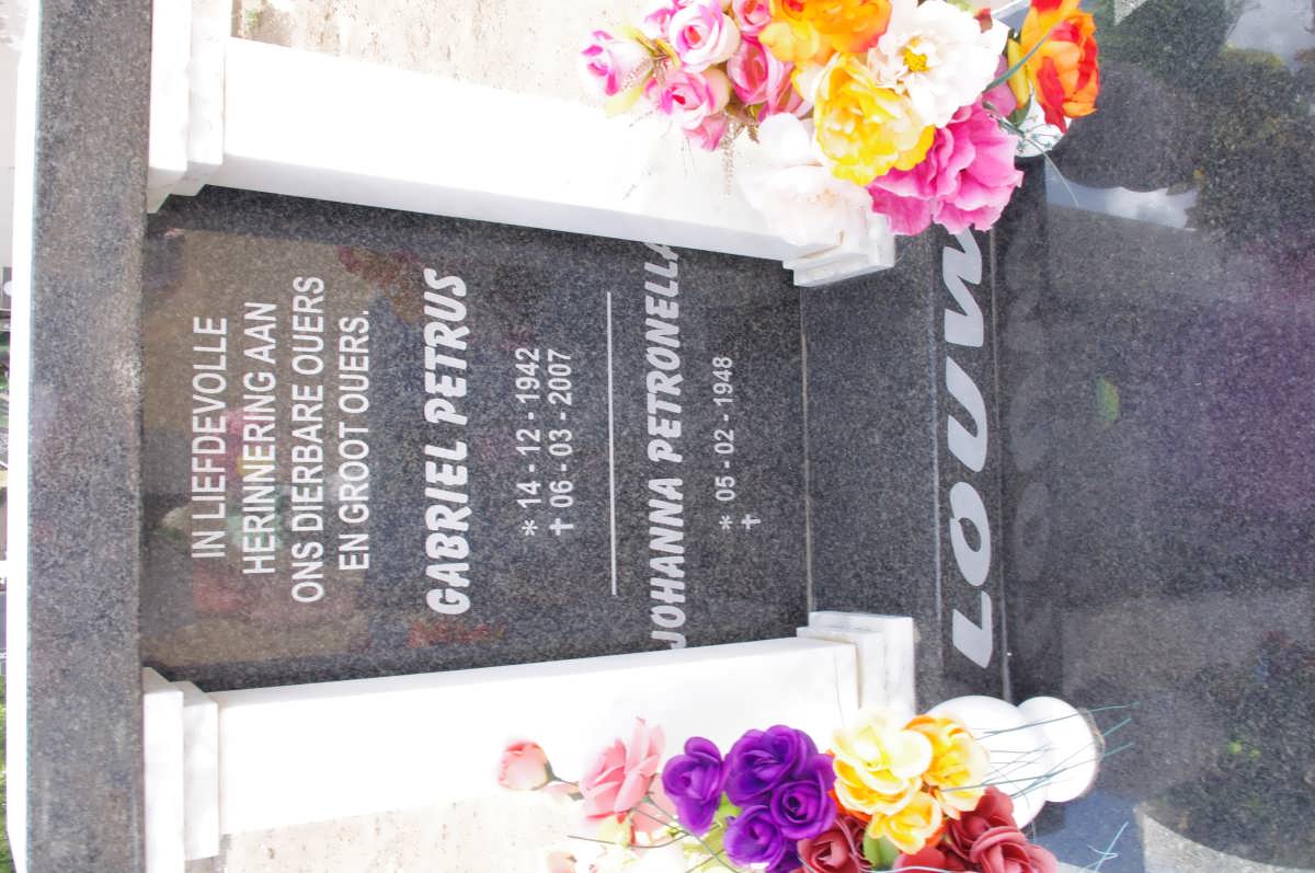 LOUW Gabriel Petrus 1942-2007 &amp; Johanna Petronella 1948-