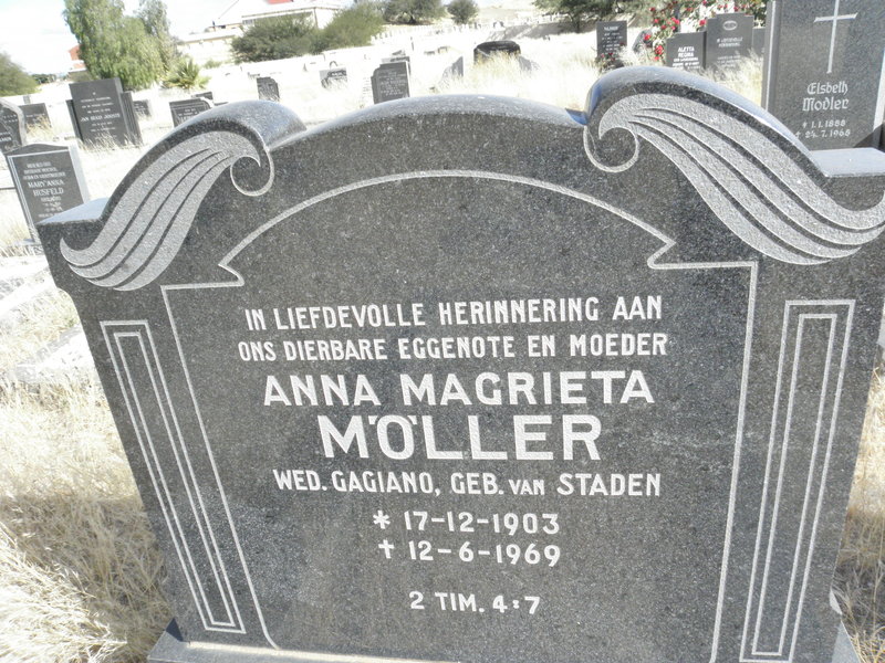 MOLLER Anna Magrietha formerly GAGIANO nee VAN STADEN 1905-1969
