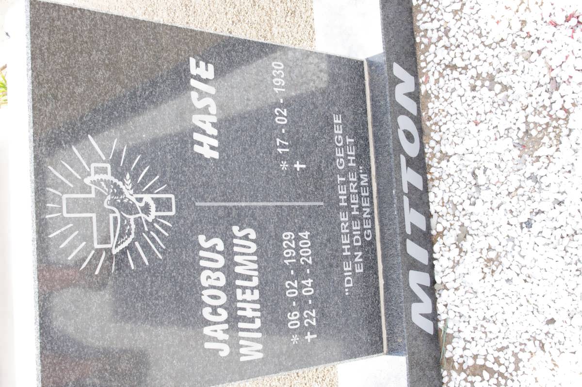 MITTON Jacobus Wilhelmus 1929-2004 &amp; Hasie 1930-