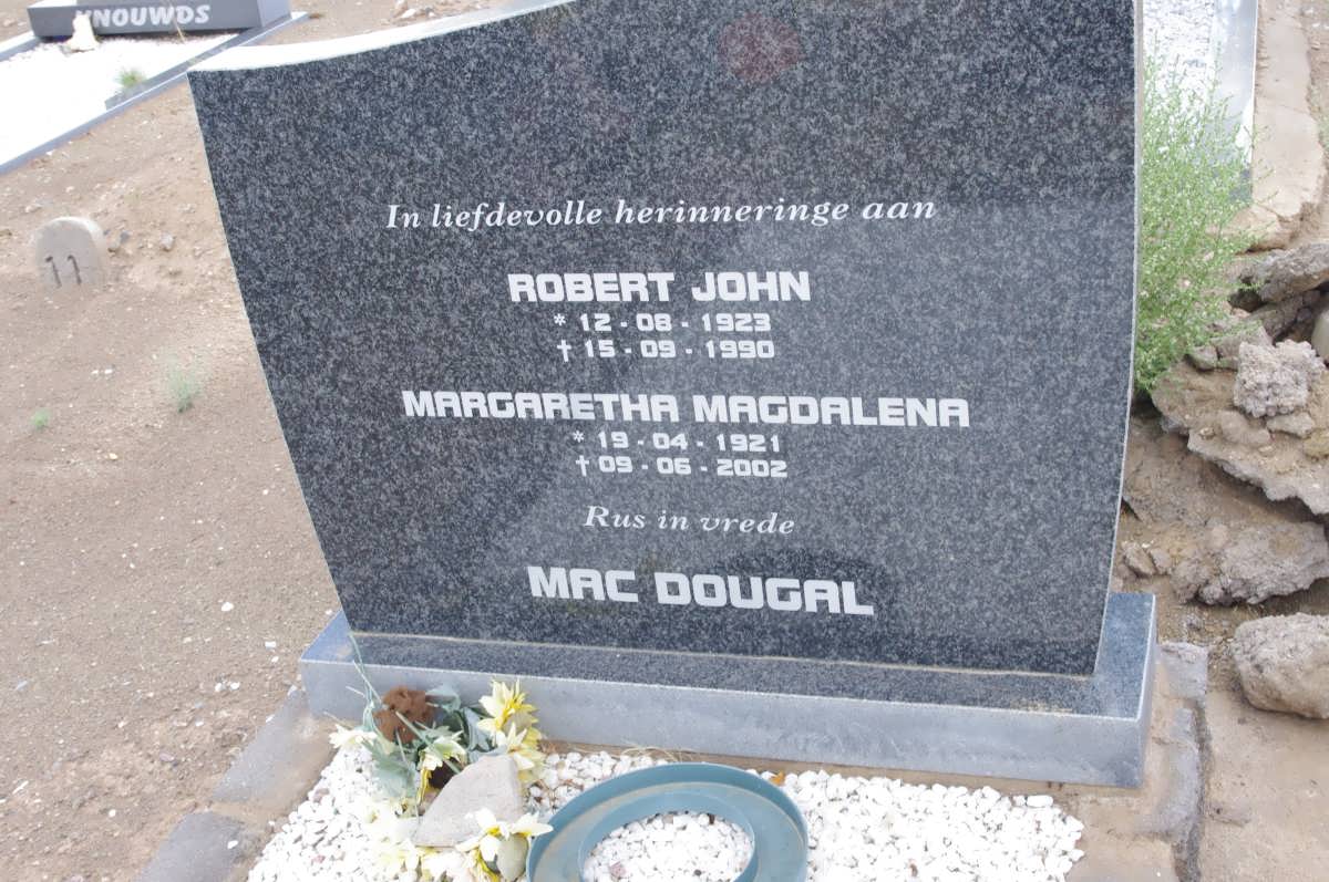 MACDOUGAL Robert John 1923-1990 &amp; Margaretha Magdalena 1921-2002