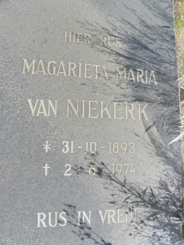 NIEKERK Margarieta Maria, van 1893-1974